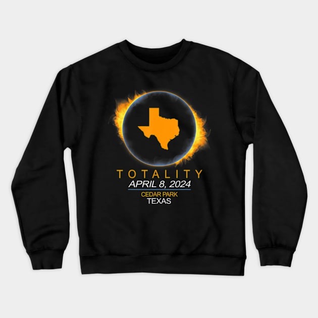 Cedar Park Texas Total Solar Eclipse 2024 Crewneck Sweatshirt by SanJKaka